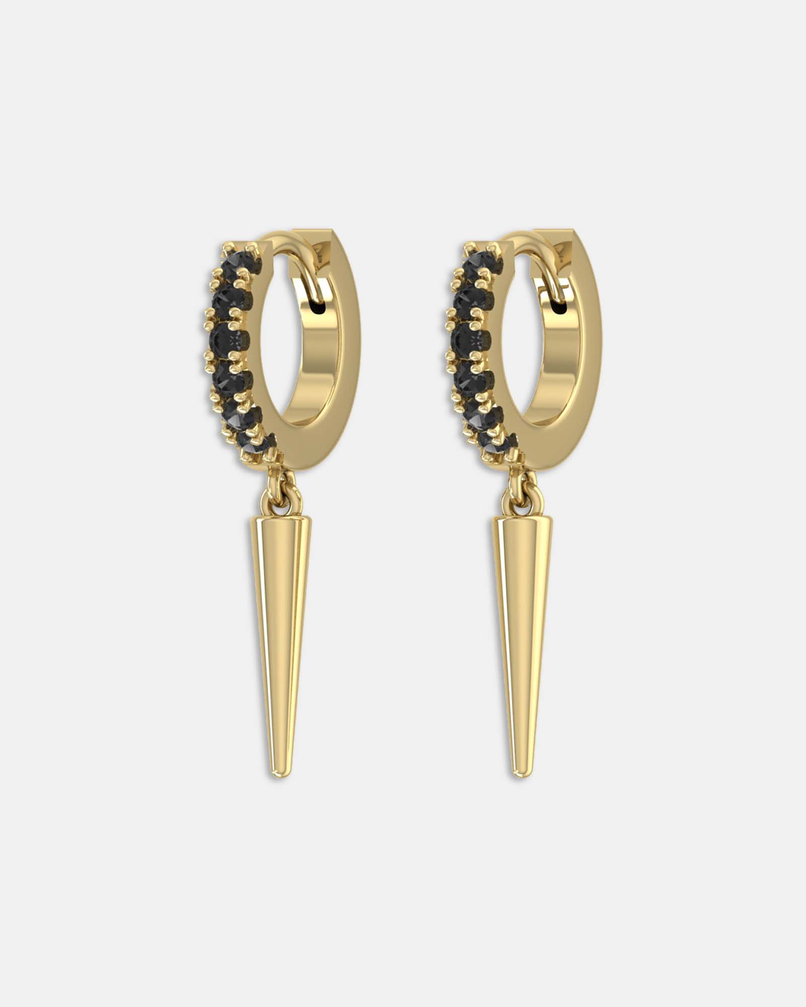 Spike Earrings Gold Black CA Jewellery - Main Image