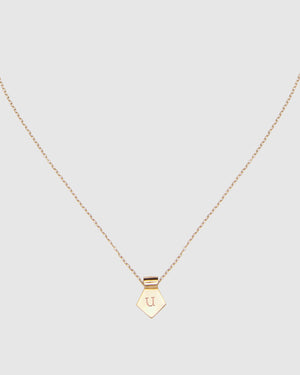 Letter U Pendant Necklace - Gold