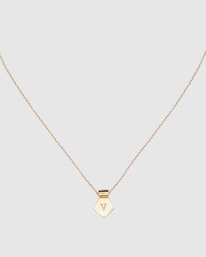 Letter V Pendant Necklace - Gold