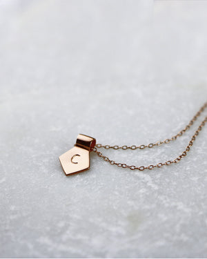 Letter T Pendant Necklace - Rose Gold