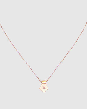 Letter A Pendant Necklace - Rose Gold