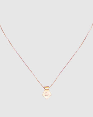 Letter D Pendant Necklace - Rose Gold