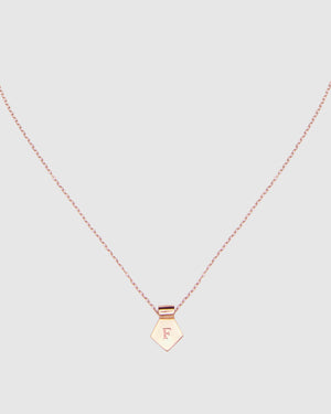 Letter F Pendant Necklace - Rose Gold