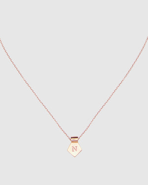 Letter N Pendant Necklace - Rose Gold