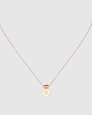Letter U Pendant Necklace - Rose Gold
