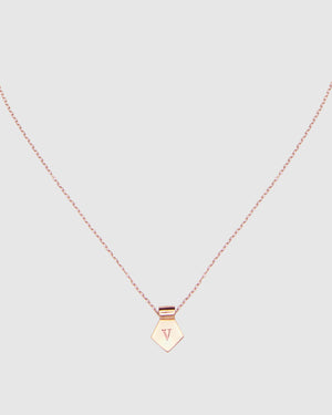 Letter V Pendant Necklace - Rose Gold