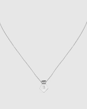 Letter B Pendant Necklace - Silver