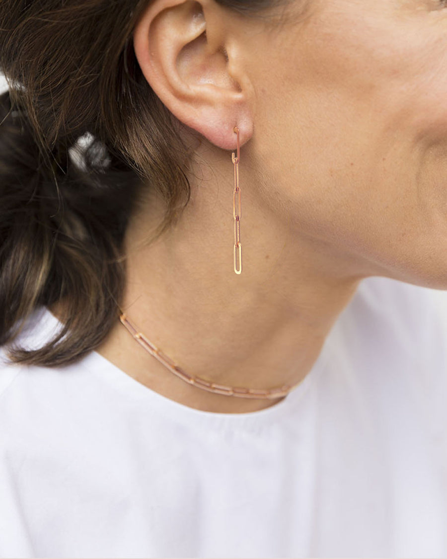 CA Jewellery Link Chain Drop Earrings - Rose  Gold
