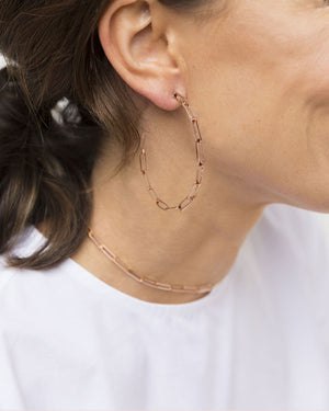 CA Jewellery Link Chain Hoop Earrings - Rose Gold