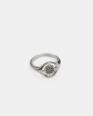 Compass Ring - Silver & Black