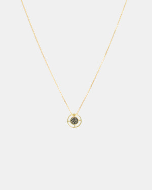 Compass Pendant Necklace - Gold & Black
