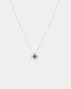 Compass Pendant Necklace - Silver & Black