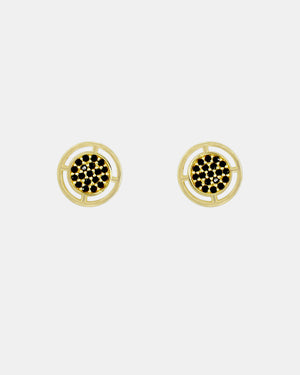 Compass Stud Earrings - Gold & Black