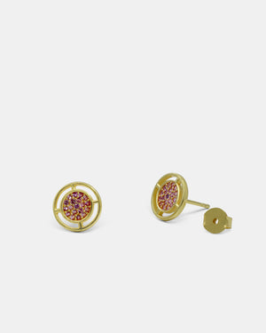 Compass Stud Earrings - Gold & Pink