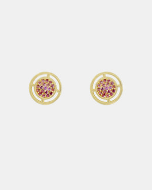 Compass Stud Earrings - Gold & Pink