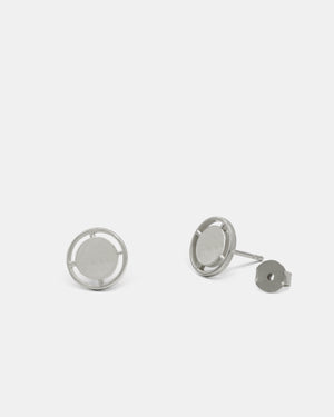 Compass Stud Earrings - Silver