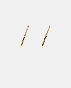 Linear Stud Earrings - Gold & Black