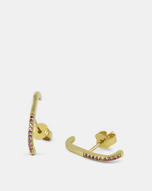 Linear Stud Earrings - Gold & Pink