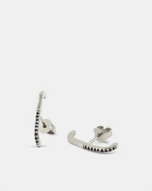 Linear Stud Earrings - Silver & Black