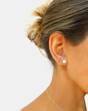 Linear Stud Earrings - Silver & Black
