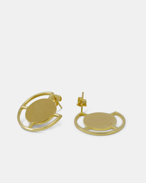 Deco Large Stud Earrings - Gold