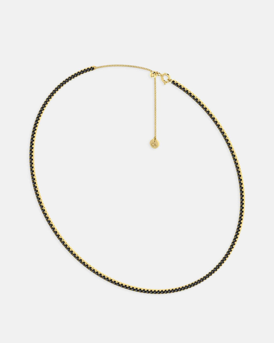 Tennis Necklace Gold Black