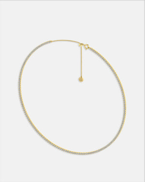 Tennis Necklace Gold White