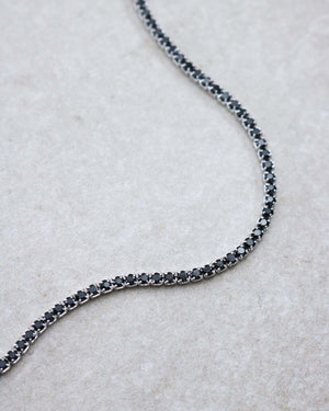 Tennis Necklace Silver Black