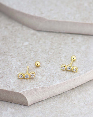 Cubic Zirconia Dot Stud Earrings Gold
