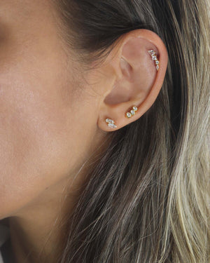 Cubic Zirconia Dot Stud Earrings Gold