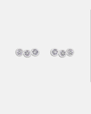 Cubic Zirconia Dot Stud Earrings Silver