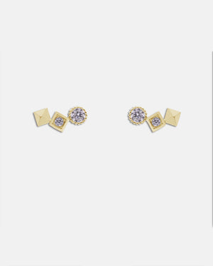 Geometric Cubic Zirconia Stud Earrings Gold
