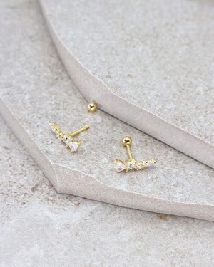 Cubic Zirconia Climber Stud Earrings Gold