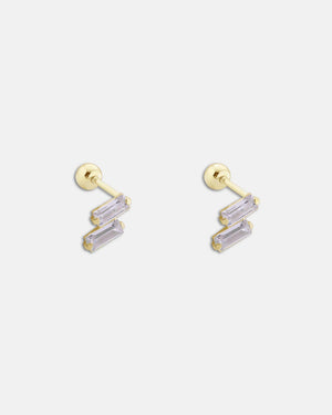 Lightning Cubic Zirconia Stud Earrings Gold
