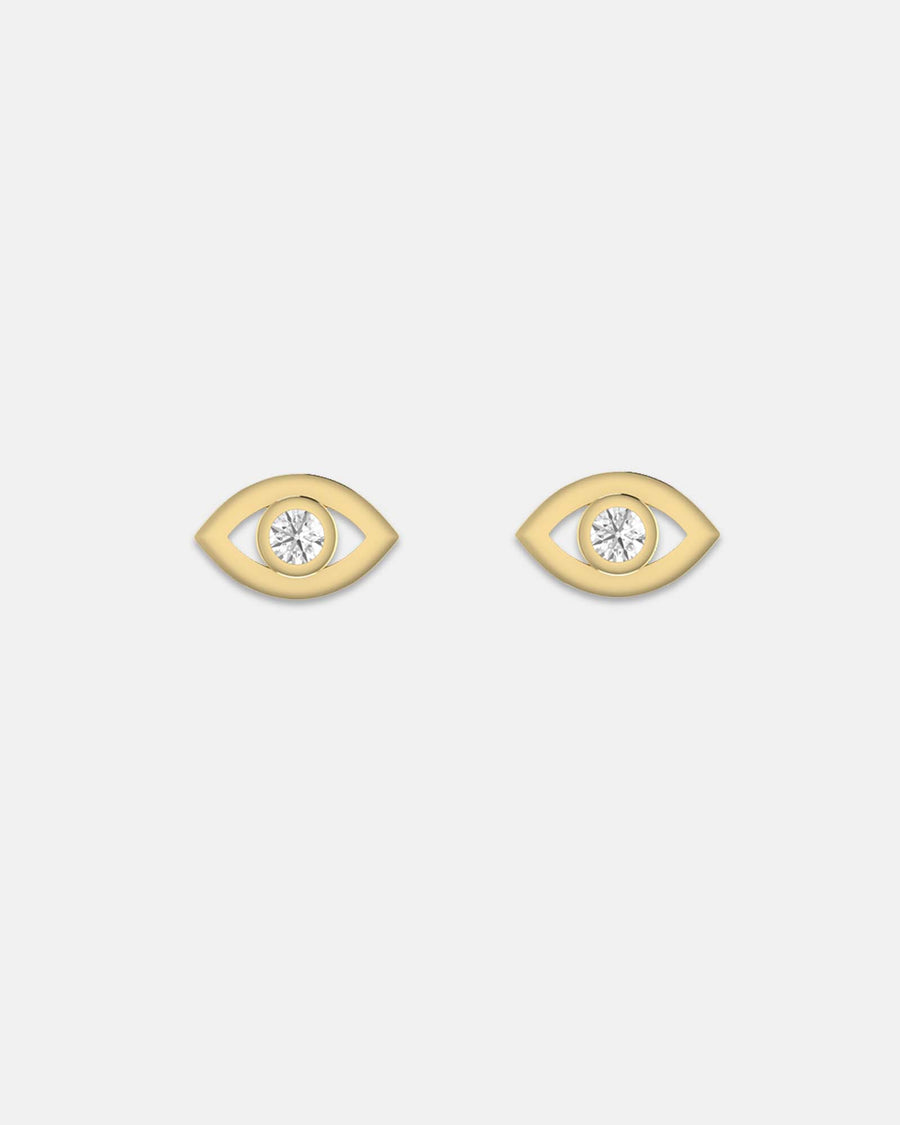Evil Eye Stud Earrings Gold White