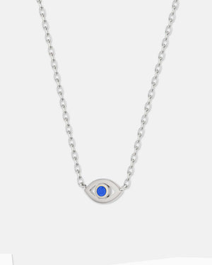 Evil Eye Necklace Silver Blue