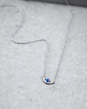 Evil Eye Necklace Silver Blue