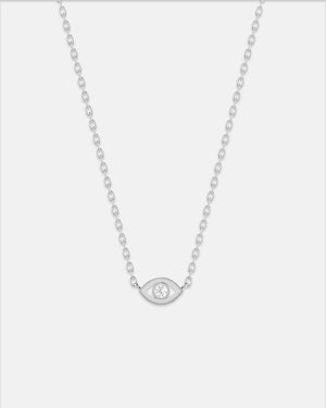 Evil Eye Necklace Silver/White