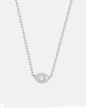 Evil Eye Necklace Silver/White