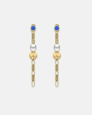 Pearl and Chain Drop Earrings Gold