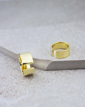 Wide Band Ring Set - Gold
