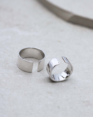 Wide Band Ring Set - Silver