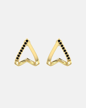 Triangle Earrings Gold Black
