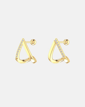 Triangle Earrings Gold White