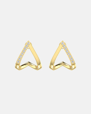 Triangle Earrings Gold White