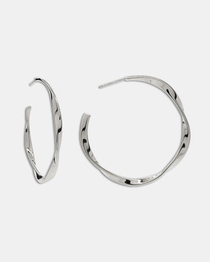 Fluid Hoop Earrings - Silver