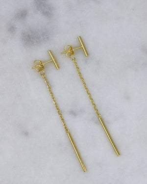Linear Drop Earrings - Gold