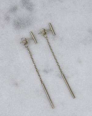 Linear Drop Earrings - Silver