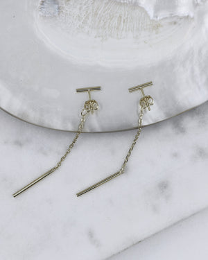Linear Drop Earrings - Silver