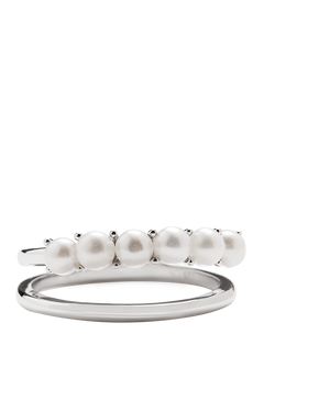 Pearl Double Band Ring - Silver